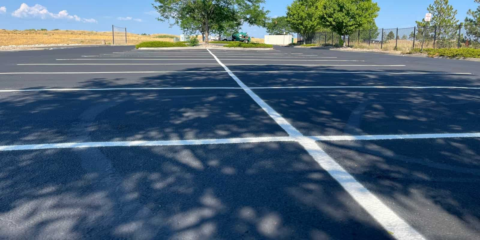 Parking lot with new striping